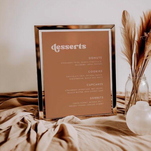 Poster Elégant rétro sucre Brown Mariage Dessert Panneau