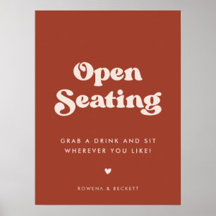 Poster Élégant rétro Terracotta Mariage à siège ouvert