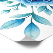 Poster Élégant Rose bleu floral (Coin)