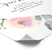 Poster Élégant rose Blush Floral Mariage Open Bar Sign (Coin)