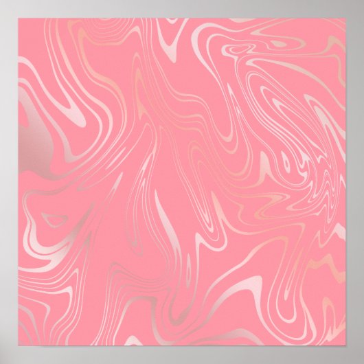 Poster Elégant rose élégant en marbre doré rose (Devant)