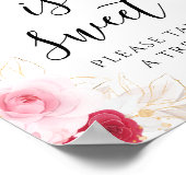 Poster Élégant rose et rouge Fête des mariées Florale (Coin)