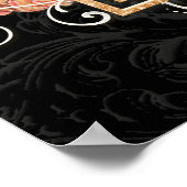 Poster Élégant Rose Floral Black Blush Mariage de bienven (Coin)