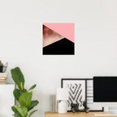 Poster élégant rose géométrique moderne or rose noir (Bureau à domicile)