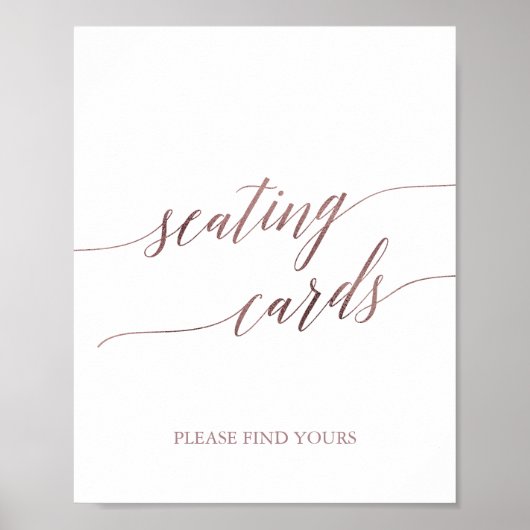 Poster Élégant Rose Gold Calligraphie Cartes de siège Sig (Devant)
