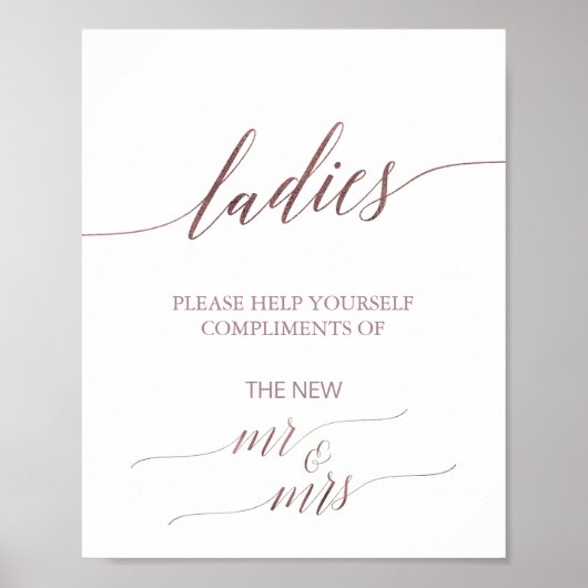 Poster Élégant Rose Gold Calligraphie Dames Salle de bain (Devant)