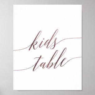 Poster Élégant Rose Gold Calligraphie Enfants Panneau de