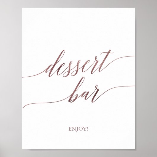Poster Élégant Rose Gold Calligraphie Panneau de la barre (Devant)