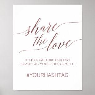 Poster Élégant Rose Gold Calligraphie Partager Le Signe D
