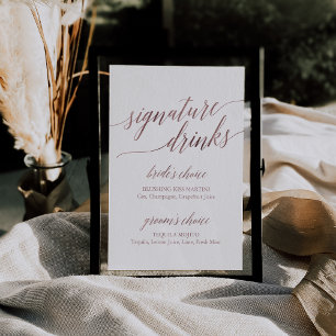 Poster Élégant Rose Gold Calligraphie Signature Boissons