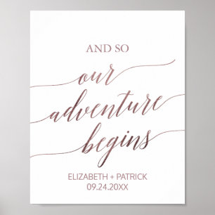 Poster Élégant Rose Gold Calligraphy Aventure commence