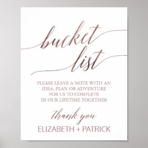 Poster Élégant Rose Gold Calligraphy Liste de Bucket
