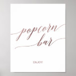 Poster Elegant Rose Gold Calligraphy Popcorn Bar Sign<br><div class="desc">This elegant rose gold calligraphy popcorn bar sign is perfect for a simple wedding. The blush pink design features a minimalist poster decorated with romantic and whimsical faux rose gold foil typography. Please Note: This design does not feature real rose gold foil. It is a high quality graphic made to...</div>