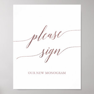 Poster Élégant Rose Gold Calligraphy S'il vous plaît Sign
