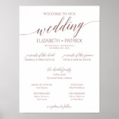 Poster Élégant Rose Gold Calligraphy Sm Wedding Programme (Devant)