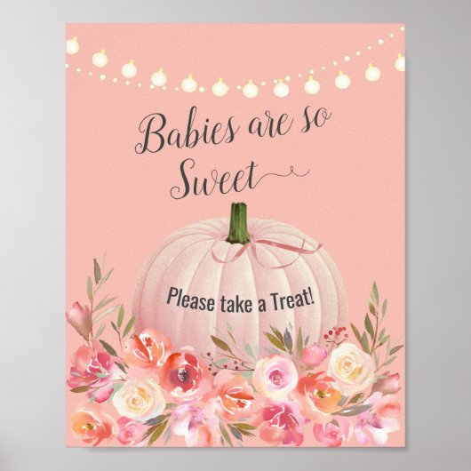 Poster Elégant Rose Gold Citrouille Baby shower (Devant)