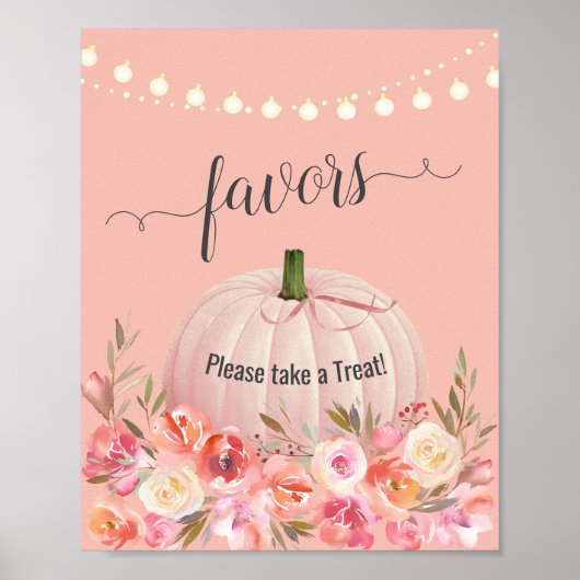 Poster Elégant Rose Gold Citrouille Baby shower Faveurs (Devant)