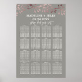 Poster Élégant Rose Gold et Grey Mariage Seating Chart (Devant)
