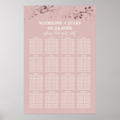 Poster Élégant Rose Gold et rose Mariage Seating Chart (Devant)