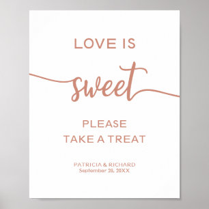 Poster Élégant Rose Gold Love Is Sweet Prenez Un Signe De