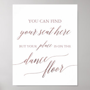 Poster Élégant Rose Gold Place Card Dance Floor Signal