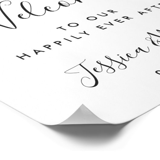 Poster Elégant rose Hydrangea Eucalyptus Mariage Bienvenu (Coin)