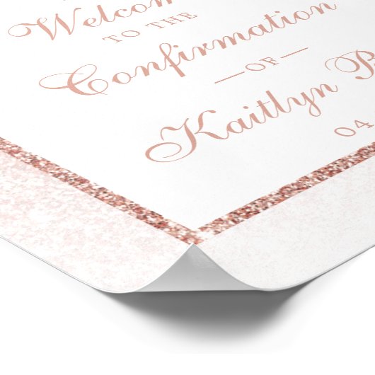 Poster Élégant Rose Parties scintillant Or Confirmation O (Coin)