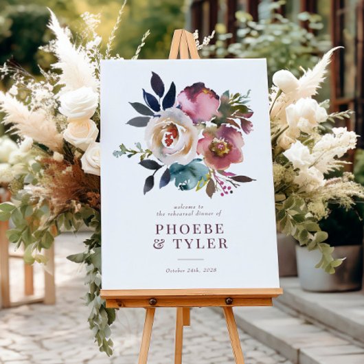 Poster Élégant Rose romantique Dîner de répétition