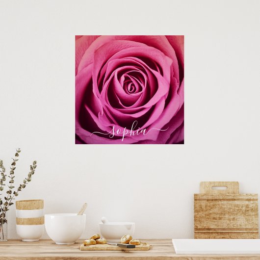 Poster Elegant Rose Rose Flower Photo Ajouter un nom Post (Cuisine)