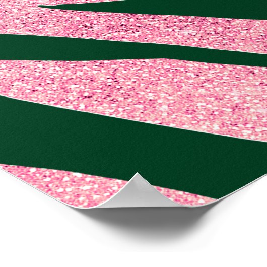Poster Elégant Rose vert Parties scintillant or Zebra (Coin)