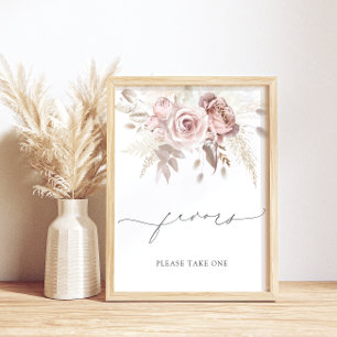Poster Élégant rose vif rose Dusty Faveurs Rose prendre u