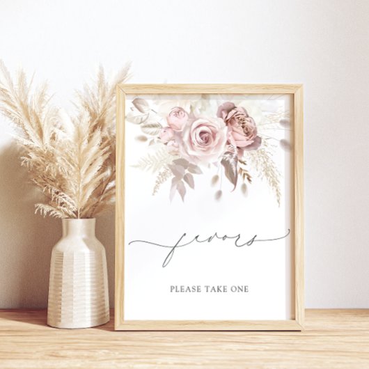 Poster Élégant rose vif rose Dusty Faveurs Rose prendre u
