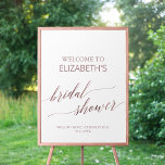 Poster Elégant RoseGold Calligraphy Fête des mariées Bien<br><div class="desc">Cette élégante affiche de bienvenue de la calligraphie or rose est parfaite pour un wedding shower simple. Le design rose vif est orné d'une enseigne minimaliste décorée de typographie romantique et fantaisiste de feuille d'or rose. Customisez l'affiche avec le nom de la future mariée, ainsi que la date et l'emplacement...</div>