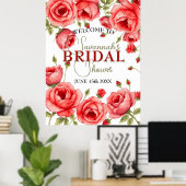 Poster Elégant Roses rouges Fête des mariées frontalière (Bureau à domicile)