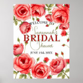 Poster Elégant Roses rouges Fête des mariées frontalière (Devant)