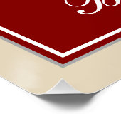 Poster Elégant, Rouge, Faux Gold 7e anniversaire + Nom pe (Coin)