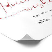 Poster Elégant Rouge Poinsettia Conseils et Voeux Mariage (Coin)