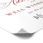 Poster Elégant Rouge Poinsettia Conseils et Voeux Mariage (Coin)