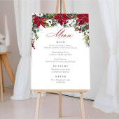 Poster Elégant Rouge Poinsettia Menu Mariage de Noël