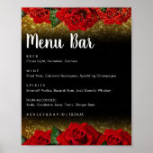 Poster Élégant rouge Rose Mariage Barre de menu Signer (Devant)