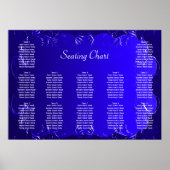 Poster Élégant Royal Blue Wedding Réception Seating Chart (Devant)