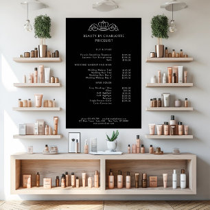 Poster Elégant, royal, liste de prix noir