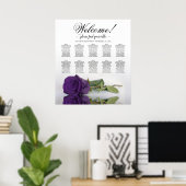 Poster Élégant Royal Purple Rose 10 Table Seating Chart (Bureau à domicile)