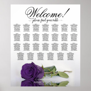 Poster Élégant Royal Purple Rose 27 Table Seating Chart