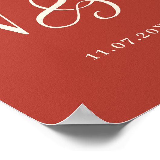 Poster Elégant rustique paraphé mariage (Coin)