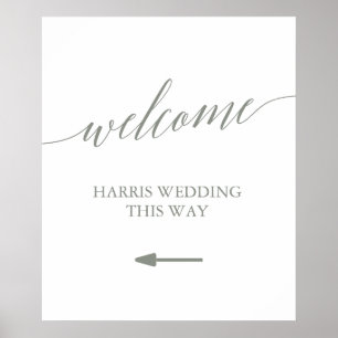 Poster Élégant Sage Green Calligraphie Mariage de bienven