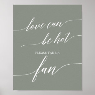 Poster Élégant Sage Green Love Peut Être Un Ventilateur M