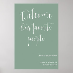 Poster Élégant Sage Green Welcome Mariage Cérémonie Signe