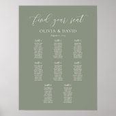 Poster Elégant Sage Vert Couleur 8 table Seing Chart (Devant)
