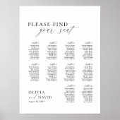 Poster Élégant Script 10 table Seating Chart (Devant)